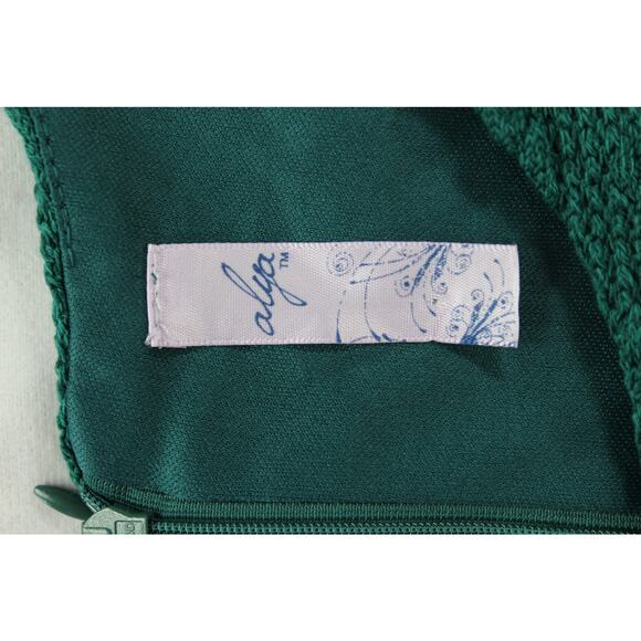 Alya Green Cable Knit Fit & Flare Sweater Dress Size Large Lined - Picture 3 of 6